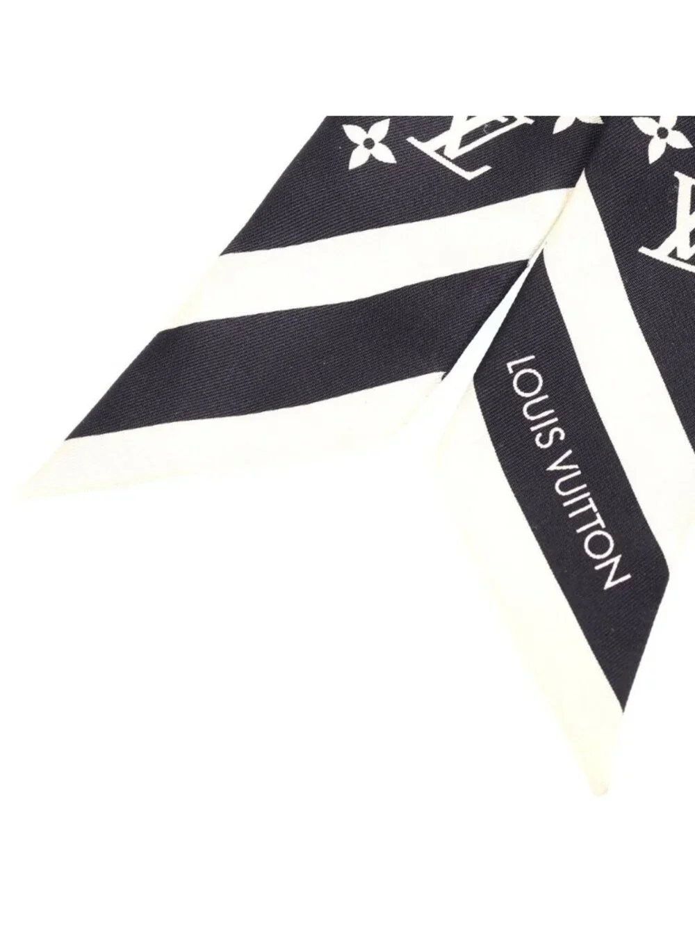 Louis Vuitton Bandeau BB Monogram Twilly Silk Scarf Black White